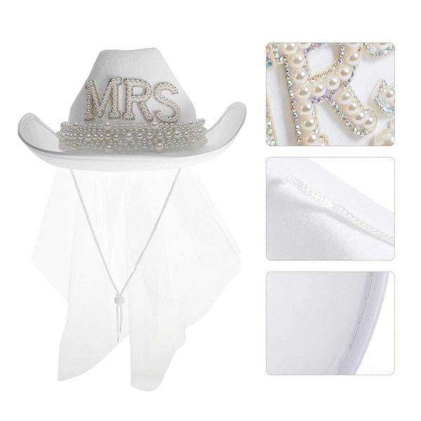 Sombrero de arena nupcial Sombreros de vaquero Mujeres Bachelorette Party Favors Cowgirl Velo Suministros Novia Velos Boda Halloween 230920