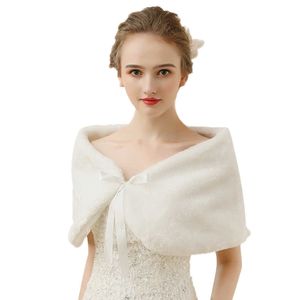Ivory Faux konijnenbont sjaals met lint tie dames wrap en sjaal voor trouwjurken lichte luxe schouderophalde en stola