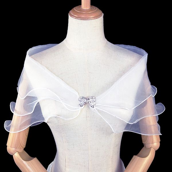 Robe de mariée châle de mariée, cape cheongsam, seersucker à trois couches, bord roulé, nœud papillon, robe de mariée, petit châle