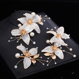 Clip latéral de fleur douce de mariée Simple Mori Style pince à cheveux en cristal perle accessoires de cheveux de mariage Clips Barrettes