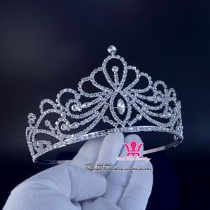 Tiara de noiva Cristal Strass Coroas Acessórios de cabelo de casamento Princesa Concurso de beleza Rainha Cruz Coroa para show ou festa 02238M2552