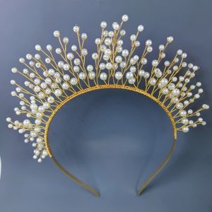 Bruids tiara hoofddeksel parel kroon prinses bruiloft bruids tiara peer hoofdband bruiloft haar sieraden bruids accessoires