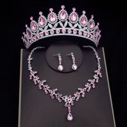 Bruids tiara sieradensets voor vrouwen, kroon, oorbel, ketting, verjaardagsfeestje, accessoires voor bruiloftset sieraden, mode