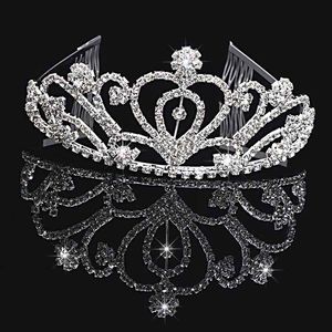 Meisjeskronen met strass Bruiloftssieraden Bruidshoofddeksels Verjaardagsfeestje Prestaties Optocht Kristallen Tiara's Bruiloftsaccessoires BW-T003