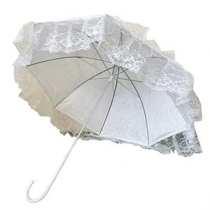 Parapluie de mariée Dentelle de mariage brodée Parasol blanc