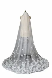 Bridal Veil LG Wedding Veil 3D FRS Lace Floral Lace White Luxurious Petals Veil for Bride with Comb Velos de Novia Cathedral E5pm #