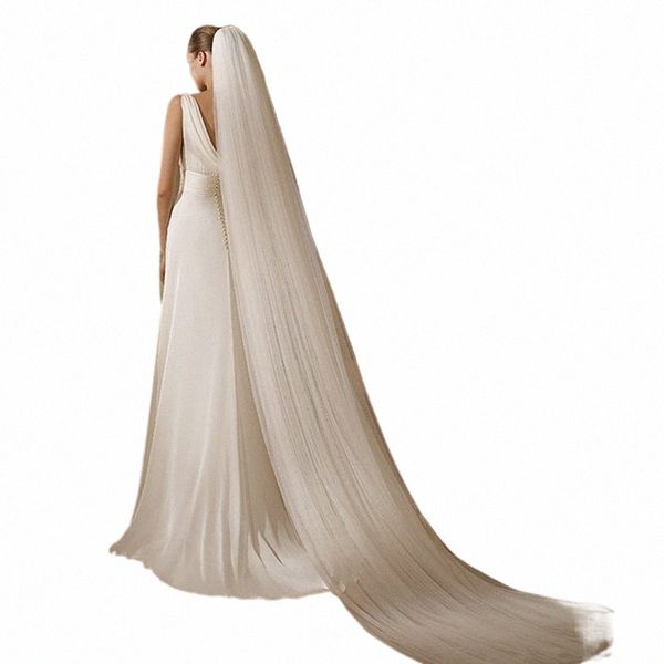 Veille de mariée lg blanc / ivoire Vele de mariage simple simple avec un peigne voile de la cathédrale pour la mariée velo de novia aciés pas cher 300cm i6no #