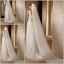 Bruids Veil Long White/Ivory Simple Plain Wedding Veil met kam Cathedral Veil voor bruid velo de novia goedkope accessoires 300 cm