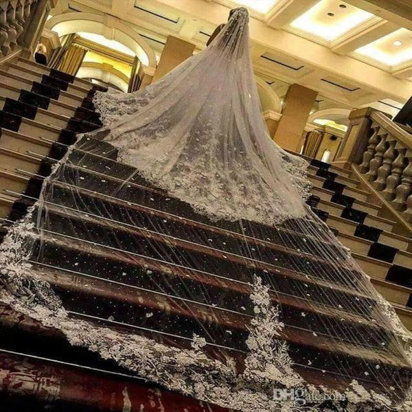 Bridal Veils 2021 Real Pos Long Wedding Veil Mantilla Accessoires Veu de Noiva avec dentelle 280K