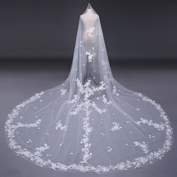 Voiles de mariée 2023 3M blanc/ivoire belle longueur de cathédrale bord de dentelle voile Mantilla accessoires de mariage Veu de Noiva EE126