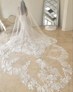 Voiles de mariée 300cm de long mariage pour la mariée Appliqued Lace Jolis accessoires Tulle doux Voile à 1 niveau avec peigne