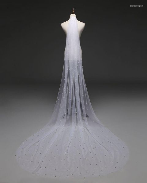 Voiles De Mariée 3M De Long Blanc/Ivoire Voile Avec Peigne Une Couche Cathédrale Royale Perle De Mariage Veu De Noi EE708