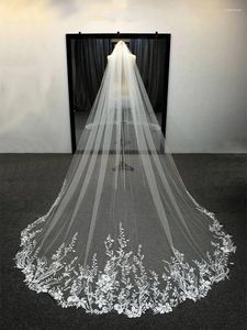 Bridal Veils 3Meter Long Sparkling Sequin Veil Wedding Cathedral One Layer Elegant Lace Of With Comb Accessories