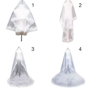 Bridal Veils 652F Cathedral Wedding 1 Lange Long Lace Hair Accessoires zonder kam