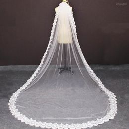 Bruidssluiers Collectie 3 Meter Lange Kant Bruiloft Sluier Met Kam Zachte Tule 3M Wit Ivoor Voile Mariage Bruid accessoires