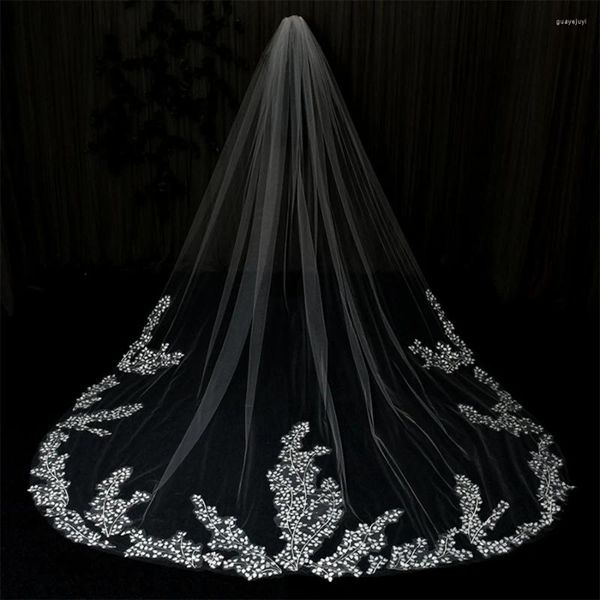 Voiles de mariée Arrivée Cathédrale Ivoire Mariage 3D Fleur Appliques Mariée Voile Accessoires Sexy