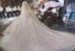 Bridal Veils B58 Cathedral Wedding Veil Bling Soft Single Tier met Comb Glitters Accessoires3410925