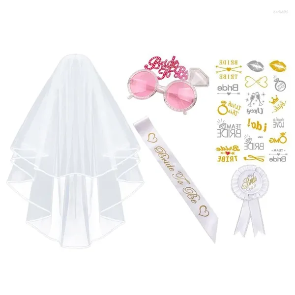 Bridal Veils Bachelorette Party Decorations Kit Supplies Supplies Bride to Be Sash Veil Veil Brooch Tribe Tattoos