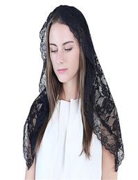 Voiles de mariée Noir Blanc Dentelle Voile Catholique Mantilla Pour Tête D'église Couvrant Messe Latine Negras Vela Negra Voile Noir Dentelle 2022130253