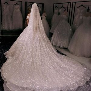 Bruidssluiers bling 3m 5m lange kathedraal bruiloft sluier één laag witte champagne met kamfeestje luxe 271Q