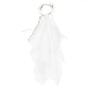 Veaux de mariée Bride Flower Decor Robe de mariée blanche White Handmade Rattan Garland For Woman Lady (blanc)