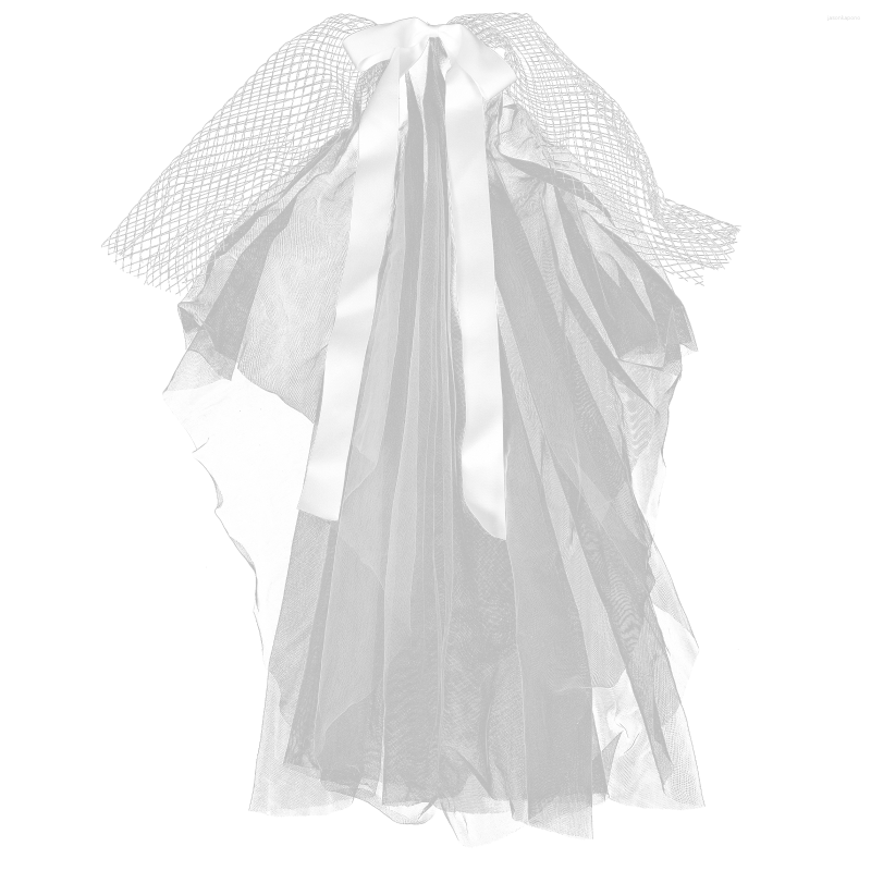 Véus de noiva véu de noiva longo duplo propósito noivas despedida de solteira arco de cetim branco