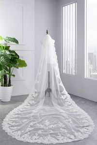 Bruidssluiers Casamento Wit/Ivory Lace Edge 2-Layer Tule Long Wedding Veil met Comb Accessoires