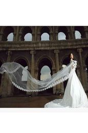 Veils de mariée Mariage de cathédrale 5m 164ft Lace Lace Bread Accessoires Mariage Bride Welon Veil2536781