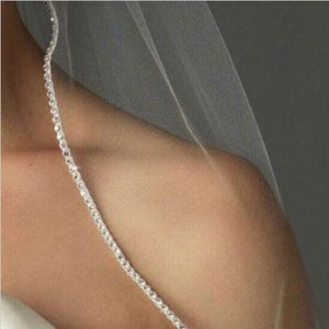 Bruids sluiers Champagne Wit ivoor Wedding Accessoire Accessoire Cathedral Rhinestone Crystal Edge Long Veil met Comb Velo de Novia 291m