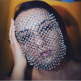 Bruidssluiers Crystal Bling Wedding 2021 Face Mask Creative Mesh Full CrystalHandMade Jewelry for Women Luxury Rhinestone Decorat 259G