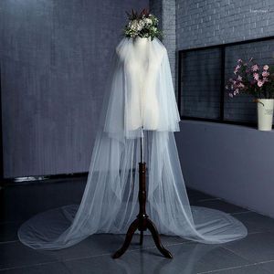 Voiles de mariée Marque élégante Blanc / Ivoire Princesse Accessoires de mariage Deux couches Soft Tulle Long 3M Voile avec peigne