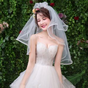 Bruids sluiers mode een laag tule sluier charmant 1,5 meter bruiloft elleboog lengte accessoires bridal