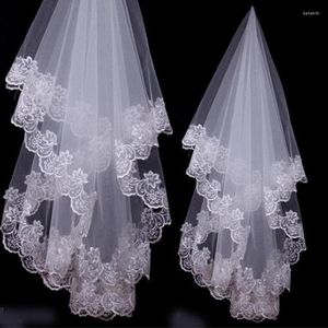 Voiles de mariée Rapide Blanc/Ivoire Dentelle Applique Bord Une Couche 1.5 M Long Voile De Mariage/Accessoires De Mariée