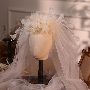 Voiles de mariée fleur voile floral dentelle mariage pour soirée robe femmes fille cadeau cheveux accessoires mariées bijoux