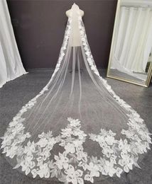 Voiles de mariée GIOOMANN 3m de long fleur dentelle voile de mariage cathédrale avec accessoires de peigne appliqué gros pétales floraux