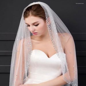 Voiles de mariée Glitter Bling Sparkling Wedding Veil Avec Peigne Slivery Crystal Beaded Accessories