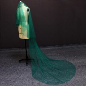 Voiles de mariée vert une couche 3 mètres robe de mariée en tulle beau voile 3411679