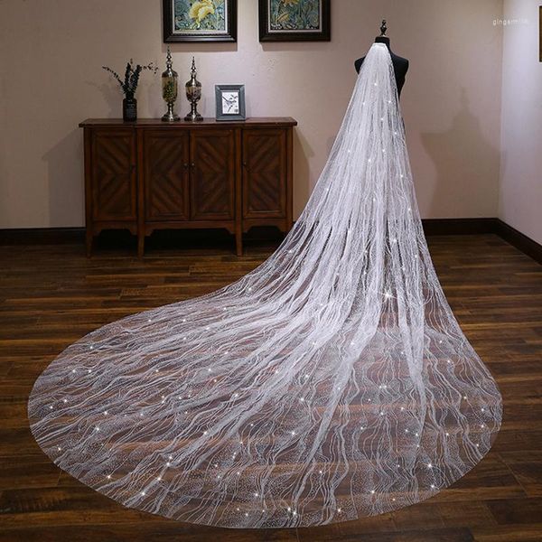 Voiles de mariée haute qualité scintillant bronzant Bling 300 cm 2023 mariage longue cathédrale longueur perles voile de mariée avec peigne