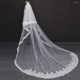 Bruidssluiers Hoge kwaliteit 2 lagen Lang 3M Wedding Veil 3 meter 2t Pailletten Lace Cover Face White Ivory Bride Accessoires