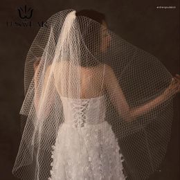 Bridal Veils Hoogwaardige Retro 2 Laag Big Mesh Veil Bride Velo de Novia Wedding Accessorie Ivory Twee-laags