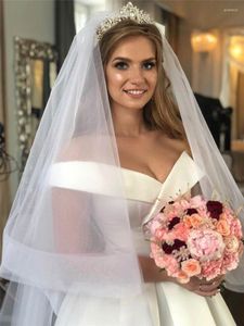 Bridal Veils paardenhaar rand lange bruiloft sluier 2 lagen kathedraal met kam 3 meter bedek gezicht accessoires