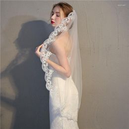 Bruidssluiers in Stock White Ivory met Comb Lace Edge Short Wedding Veil Accessories Veu de Noiva