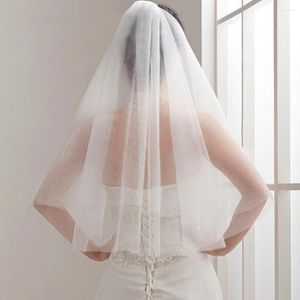 Bruidssluiers Japan Eenvoudige korte tule bruiloft twee lagen met kam Damesaccessoires