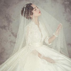 Bruidssluiers JIN IS YARN 2023 Wit/Ivoor Sluier Met Kam Een Laag Cathedral Royal Pearl Wedding