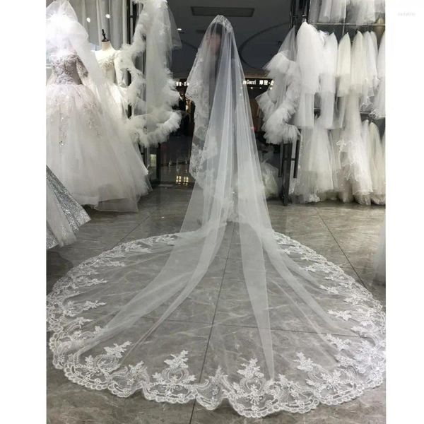 Veils de mariée Kisswhite Beads cristaux en dentelle une couche long avec combo 3x4 mètres voile de mariage