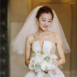 Brautschleier Korea Frauen Hochzeit Schleier Zwei Schichten Tüll mit Kamm für Braut Party Zubehör