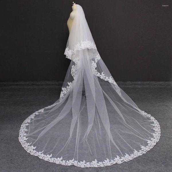 Veaux de mariée Cathédrale en dentelle 2 couches Veil de mariage 3 mètres 2t Couverture Face avec peigne accessoires de fardonner 186d