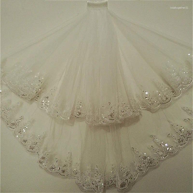 Bridal Veils Lace Edge Cathedral Wedding Veil With Comb White Ivory Long Accessories Voile Mariage