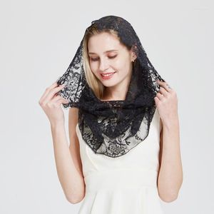 Velos nupciales Mantilla de encaje Velo infinito Hermoso diseño floral Cubierta de cabeza para mujeres Niñas Capillas de la iglesia católica