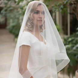 Bruidssluiers lang 3 meter paardenhaar bruiloft Veil Wit ivoor één laag Cover Face No Comb Accessoires Voile Mariage